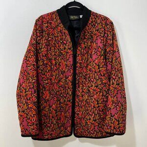 Bob Mackie Quilted Patchwork Wearable Art Bold Zipped Fall Jacket [size XL]